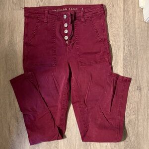 American Eagle Maroon Skinny Jeans